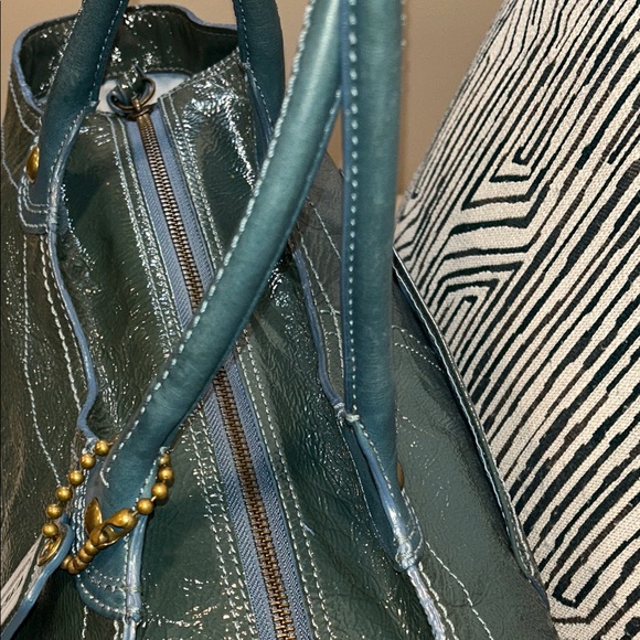 Coach Bleeker Teal Italian Cracked Leather Tote - Picture 8 of 17